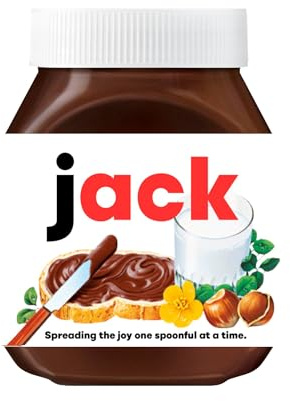 Premade Name Stickers Gifts: Gift Ready Custom Labels - Chocolate Spread Customised Gift, Custom Stickers for Jars, Hazelnut Cream Name Label - Christmas Gifts, Jar Not Included (Jack)