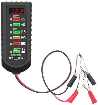 Rebellious Analizador de batería de automóvil portátil para vehículos y camiones con carcasa ABS de alta precisión mejora la disipación de calor de los sistemas de refrigeración