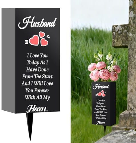PRESSINART Jarrón de Flores de Cementerio Jarrones de Cementerio de Metal con Patrón de Corazón Soporte con Estaca para Tumba Conmemorativa En el Cementerio Decoraciones de Hierro para Tumbas En el