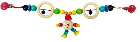 Hess Holzspielzeug 12973 - Wagenkette aus Holz, Serie Michel, für Babys ab 3 Monaten, handgefertigt, mit 2 Sicherheitsclips, Länge ca. 52 cm, für Kinderwagen und Babyschale