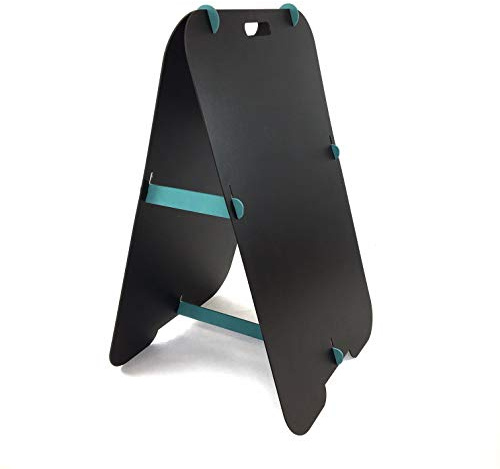 Pizarra caballete. Pizarra negra doble cara para tizas y rotuladores efecto tiza. 80x50 cm. Ideal para bar, restaurante, hostelería, infantil, habitación niños, decoración, publicitaria.TURQUESA