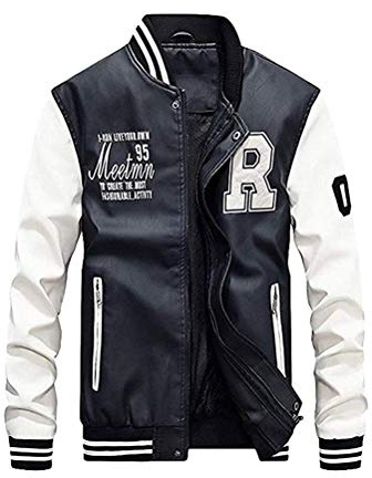 Minetom Blouson Homme Vest Casual Cuir PU Baseball Blouson avec Doublure Jackets en Cuir Synthétique Motard Biker Veste