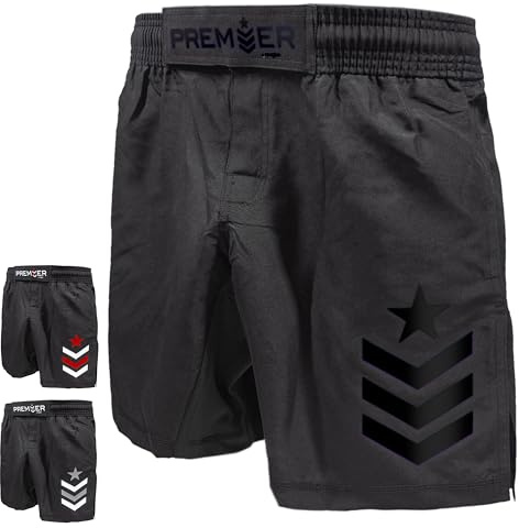 Revgear Youth MMA and Boxing Shorts, Muay Thai Kickboxing Gear, Elastic Waistband, Double Stitched, Ideal for BJJ, Wrestling, Grappling, Fight Trainings (Black/Black, Large - Youth)