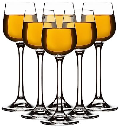 Galicja PORTO Lot de 6 verres à vodka avec pied - Verre à liqueur avec pied - Verres à liqueur et grappa 60 ml