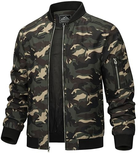 TACVASEN Jackets for Men Windbreaker Mens Jacket Lightweight Jackets Men's Lightweight Bomber Coats for Men Graphic Windproof Coat Flight Coat