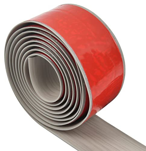 DODUOS 2m*5cm PVC Floor Transition Strip, Grey Wood Laminate to Laminate Door Bar, Self Adhesive PVC Floor Door Divider Strip Flat Laminate Profile Flooring Edge Trim Joining Strip Door Bar