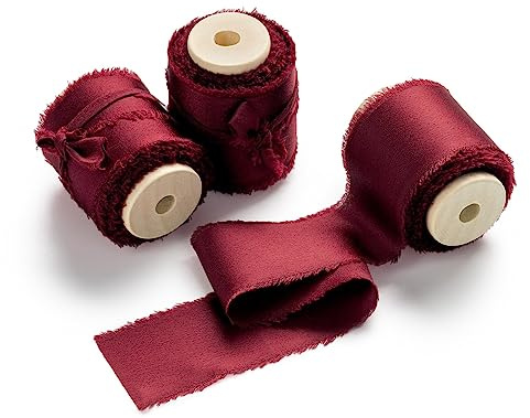 AOKSUNOVA Satinband 3,8 cm presentband brett band bröllop bordeauxröd tygband