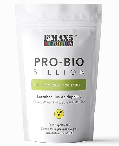 Probiotics for Gut Health - 120 Lactobacillus Acidophilus Tablets (Not Capsules) - High Strength CFU Probiotic Supplement for Men & Women - Vegan & UK Made
