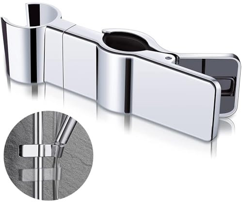 Gearmax 1 Pezzi Supporto per Doccia Regolabile 45°,Supporto per Soffione Doccia Staffa per Doccia Universale Staffa Supporto Doccia Upporto Doccia Saliscendi,Senza Foratura per Bagno, Metallo Cromato