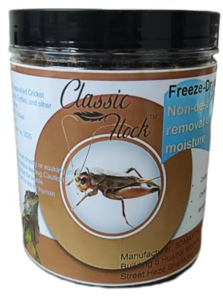 Classic Flock 3.5oz Freeze-Dried Cricket – High Protein Reptile & Amphibian Food for Healthy Pets，Suitable for Birds, Fish, Hedgehogs, Bearded Dragons, Lizards
