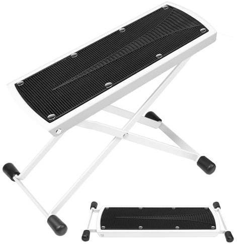 Subay Pedicure Foot Rest, 6-Height Adjustable, Foldable Non-Slip Foot Stand for Easy Home Pedicures, White