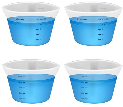 4pcs Laundry Measuring Cup, 125ml Silicone Liquid Measuring Cups Reusable Laundry Detergent Measuring Cup, No More Mess or Leaks for Bathroom Dormitory