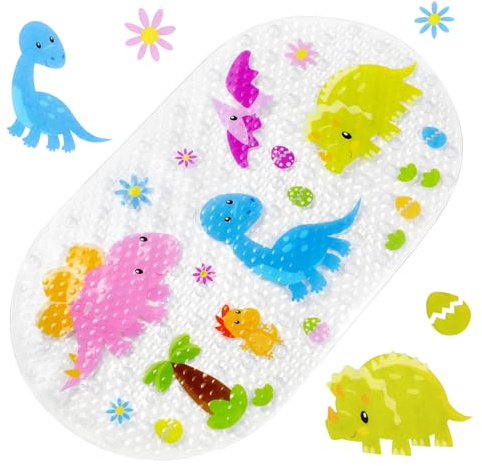 Baozun Alfombrilla Antideslizante para Bañera y Ducha Alfombrilla de Baño 71 x 38CM (Dinosaurio)