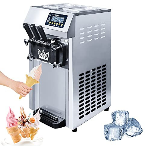 SmPinnaA Macchina per Gelato Soft, Macchina per Gelato Soft, 1250 W, Commerciale, 3 Gusti, Delizioso, in Acciaio Inossidabile, 16~18 L/H, Macchina per Gelato alla Frutta, per Il Negozio D
