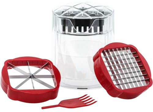 Sonhomay Coupe-frites Coupe-légumes Coupe-oignons Coupe-cubes avec 2 lames en acier inoxydable Coupe-frites manuel pour fruits Frites de pommes de terre Oignon en coin Oeuf