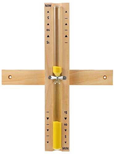 Ciieeo Sablier Minuterie en Bois 15 Jaune Minuterie pour Sauna Compte à Rebours Rotation 360° Décor Salle De Bain