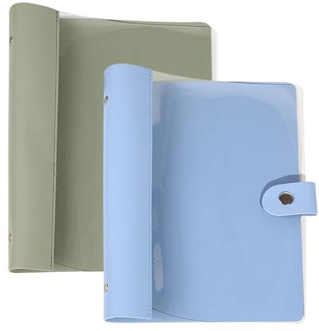 Gsrhzd Ringbuch A5, 2 Stück Transparent 6 Ring Ringordner A5 Binder Ringbuch Nachfüllbar(Innenpapier Nicht Enthalten), für Büro-,Schul- und Reisearbeiten (Blau, Grün)