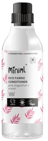 Miniml Fabric Softener & Conditioner 1L Bottle - Pink Dragonfruit & Orchid Scented All Natural Fabric Softener for Sensitive Skin - 100% Vegan & Cruelty Free (50 Washes)