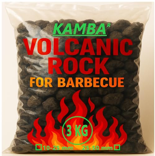 Piedra Volcánica para Barbacoas - Alta Retención de Calor - Ideal para Parrillas de Gas y Carbón - (10-25 mm / 25-50 mm) - Sacos de 3kg 5kg, 10kg, 15kg - Roca Volcánica Natural (3, 10-25 mm)