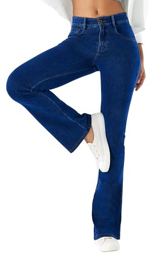LaiEr Damen hohe Stretch Yoga Jeans,Skinny und Hüfte Heben Reißverschluss Sweatpants,Weiche und Bequeme Slight Bootcut Hose für Sport und Fitness Workout,Fashionable und Casual Match.(DarkBlueL)