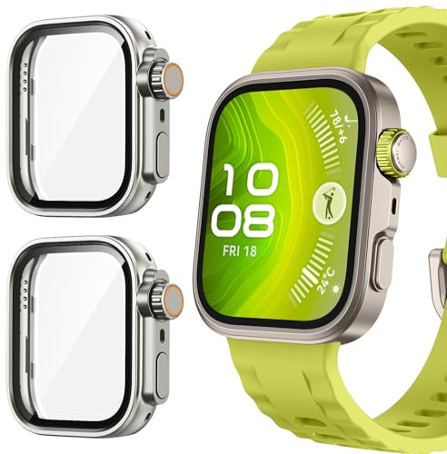 Neitra [2 Stück Hülle für Huawei Watch Fit 4 Pro, Hart PC Bumper Case mit HD Gehärtetes Glas Displayschutz Folie, Vollständige Abdeckung Kratzfest Ultradünn Schutzhülle für Huawei Watch Fit 4 Pro