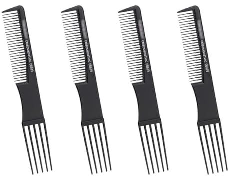 Professional Styling Fork Comb - ShiningUU 4 Pack Anti Static Hair Combs | Wide Tooth Teasing Comb for Curly Hair | Professional Styling Tail Combs with Scalp Massager (Black)​