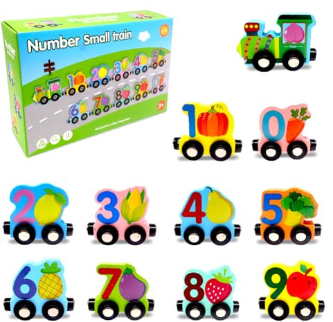 Train en bois SYTTNUM, jeu de train en bois avec carte, jouet magnétique en bois, jouet de motricité Montessori pour enfants de 2 à 5 ans, cadeaux pour garçons et filles