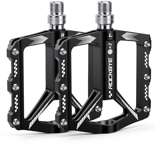 YBLNTEK Bike Pedals, Mountain Bike Pedals, 9/16 Bicycle Aluminum Alloy Platform Pedals for Mountain Road Bike