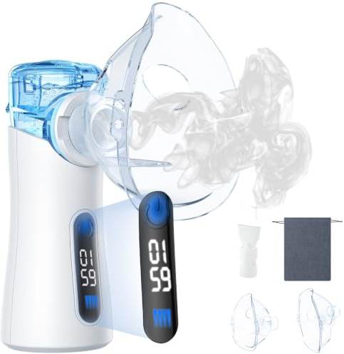 Nebulizador Ultrasónico Niños y Adultos | Portátil 85g | Silencioso 30dB | 2 Modos de Nebulización | Uso Continuo Durante 1h | Pantalla Digital | Modo Autolimpieza