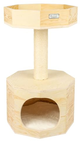 Armarkat Solid Wood Sturdy Cat Tree Condo House Furniture with Cushion S2906, Tan, 2 Levels