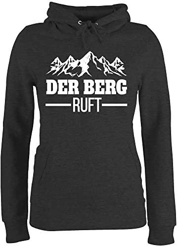 Pullover Damen Hoodie Frauen - Skiurlaub Apres Ski - Der Berg Ruft - M - Anthrazit meliert - Geschenkideen für Wanderer Party Outfit Skifahrer ruf Fun-Kapuzenpullover Damen,der Kapuzenpullover