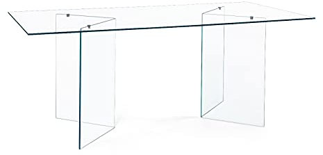 Mar.c.a. Design Table rectangulaire Iris, Plateau et Structure entièrement en Verre Non trempé épaisseur 10 mm - Mis. 180 x 90 x 75 cm.