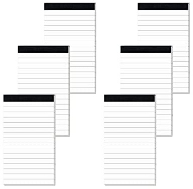 6 Pcs Note Pads Refills 3 x 5 inches Memo Small Notebook Writing Pads with 30 Sheets Each Pad College Ruled Lined Paper NotePads White