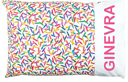 Federa personalizzata con nome per cuscino lettino bambino cm.40x60, idea regalo (MATITE)