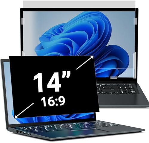PYS Filtro de Privacidad 14 Pulgadas 16:9 - Protector de Pantalla Antideslumbrante, Película Antiluz Azul, Compatible con HP/Dell/Acer/Lenovo/Thinkpad/Samsung/ASUS