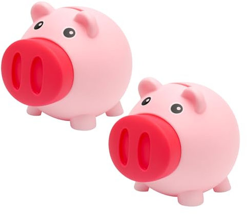 2 Piezas Bonita Hucha de plástico en Forma de Cerdito para Adultos Hucha pequeño Cerdo Hucha de plástico para niños niñas y niños