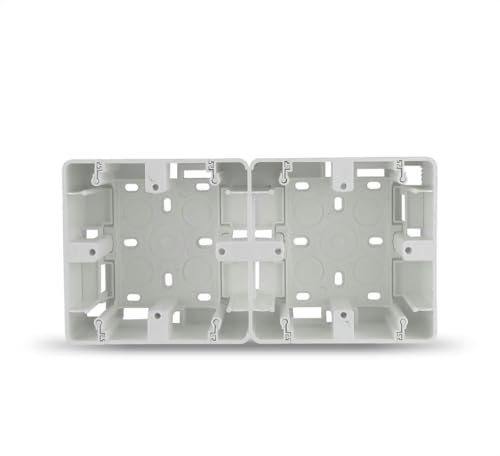 Zócalo empotrado blanco, 2 elementos, superficie, ideal para instalaciones eléctricas y conexión de dispositivos.