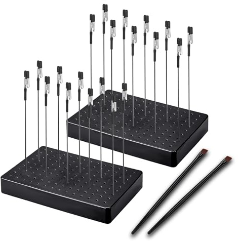 Siblaies Accesorios de modelismo, 20 soportes de colores, 2 cepillos y 2 bases. Pinzas de cocodrilo de tercera mano robustas y estables. Ideal para modelado, herramienta de aerógrafo y soldadura