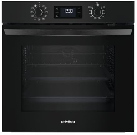 Privileg PBA285HR0K Einbaubackofen, A plus, 71 Liter, Hydrolyse-Reinigungsfunktion, Heißluftbackofen mit 11 Funktionen, Turn und Go, Black Glass
