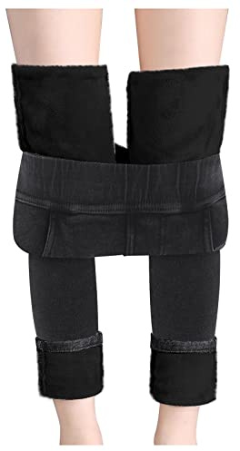 Jean thermique pour femme - Grandes tailles - Legging d'hiver doublé - Taille haute - Pantalon en polaire chaud - Pantalon skinny - Coupe ajustée - Jean crayon - Taille élastique - Pantalon de loisirs