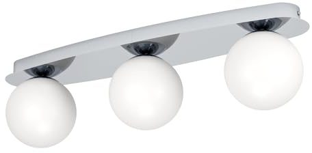 EGLO LED vägglampa Castrivido, badrumslampa 3-flammig | metall i krom med vit glaskula, inkl G9 varmvit lampa, IP44