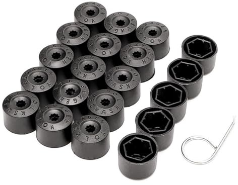 UZEXYO 20 pcs Wheel Nut Covers Black Bolt Caps for Car Alloy Wheels Universal Lug Nut Protectors with Removal Tool