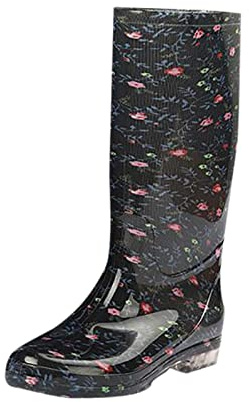 Generisch Botas de goma para mujer, medias altas, ligeras, botas de goma para mujer, caña alta, con tacón, botas de lluvia antideslizantes, impermeables, resistentes al desgaste, zapatos de agua