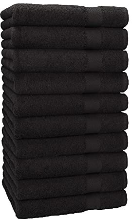 Betz 10 Stück Premium Handtücher hochwertiges Handtuch saugstark 100% Baumwolle Größe 50x100 cm Farbe schwarz