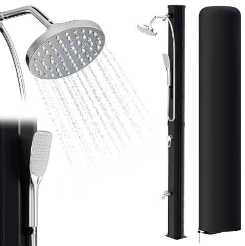 SWANEW Douche solaire de jardin 35 l avec capot de protection et douchette, pommeau de douche pivotant à 180 °, max. 60 °C, idéal pour le jardin, le camping ou la piscine