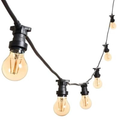 m MU 5M Catena Luminosa Esterno E27 Catenaria 10 Portalampade Da 5 Metri, 10 Lampadine S14 LED 2W(=15W), Cavo Nero Prolungabile Fino a 500M IP54 Outdoor Giardino Matrimonio|5M, NERO, 10 Lampadine
