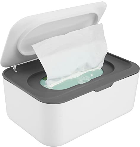 Wet Wipes Dispenser Box, Baby Wipes Dispenser Toilet Wipes Dispenser Box Dry Tissue Box Cover Holder Keep Wipes Fresh with Lid Seal Dustproof Tissue Storage Box Case(grey)