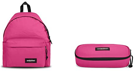 EASTPAK Padded Pak'R Zaino, Taglia Unica, Rosa (Pink Escape 08), 18.01 x 30.02 x 40.01 cm; 381.02 grammi & Oval Single Astuccio Portapenne, Taglia Unica, Rosa (Pink Escape)
