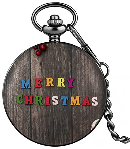 ZALTAS Svart kvarts fickur God Jul Hänge Klocka Kedjeklocka Gåvor