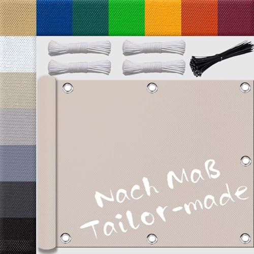 Ufamiluk sonnensegel 3.5x6m wasserdicht klein groß mini Balkon Windschutz Segeltuch Winterfest sichtschutzplane mit ösen für terrassenüberdachung Balkon überdachung Taupe